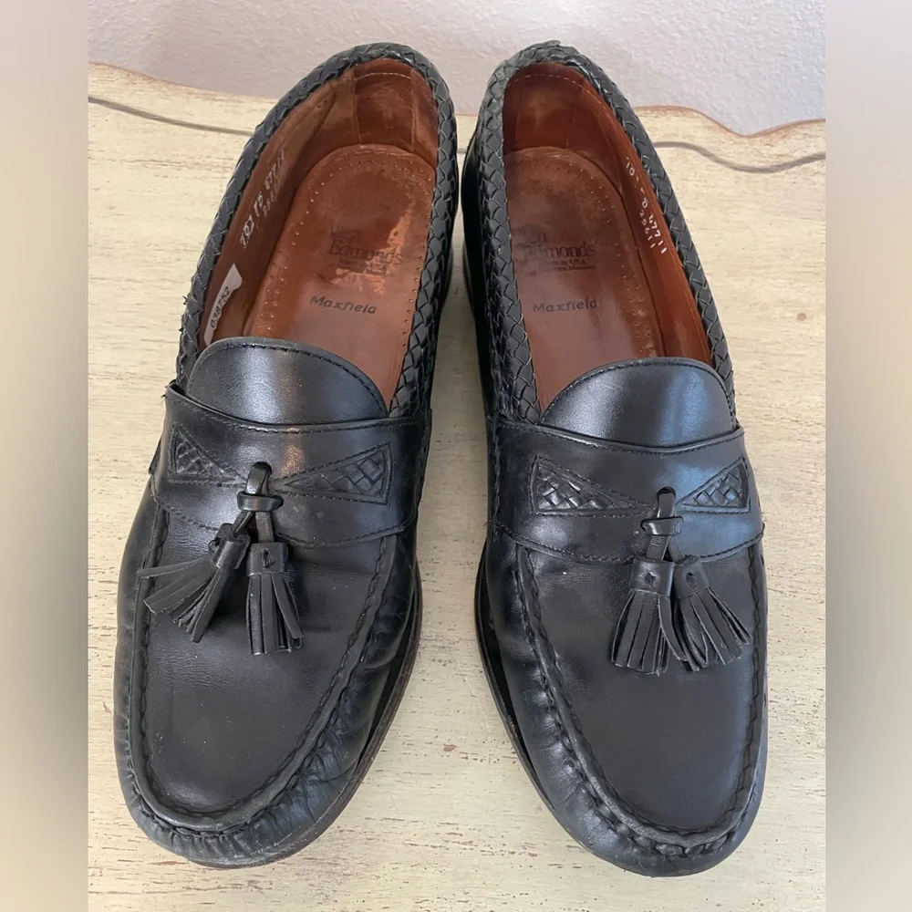 ALLEN EDMONDS Made in USA Maxfield Woven Tassel Loafer in Black‎ Size 10